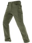 TACVASEN Mens Military Lined Work Pants Water Resistant Insulated Warm Winter Pants with Utility Zipper Pockets Outdoor Tactical Hunting Green Pants