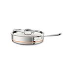 All-Clad Copper Core 5-Ply Stainless Steel Sauté Pan with Steel Lid 5 Quart Induction Oven Broiler Safe 600F Pots and Pans, Cookware Silver