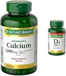 Nature's Bounty Calcium Pills plus Vitamin D3 1200mg Supplement & Vitamin D3 Pills and Supplement, Helps Support Immune Function, 1000iu, 500 Softgels