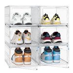 FUNLAX Shoe Box, 6pcs Shoe Storage Box Clear Stackable Sneaker Containers Shoe Display Case with Magnetic Door for Men Women Up to UK Size 12.5