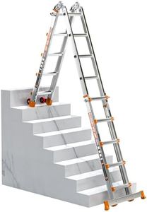 Wolec Home DIY Multi-Position Ladder: Rock-Solid Stabilizer & Wheels - Heavy Duty Aluminum Extension Telescoping Ladder for Indoor & Outdoor Maintenance,17 FT Orange