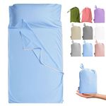 Cozysilk Sleeping Bag Liner - 100% Cotton Sleep Sacks Adults - Camping Sheets Hotel Travel Sheets with Full Length Zipper (Blue, Single Luxury - 41 x 87 inch)