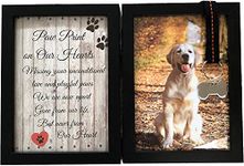 Pawprints Remembered Pet Memorial 5"x7" Picture Frame for Dog or Cat with Ribbon and Tag - Features a Folding Photo Frame and Sympathy Poem - Loss of Pet Gift