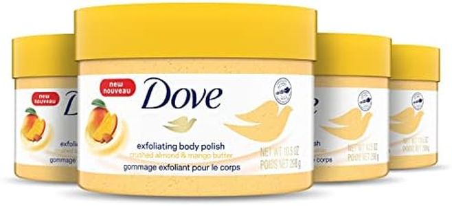 Dove Exfoliating Body Polish Body Scrub Crushed Almond and Mango Butter 4 Count Exfoliating Scrub for Dry Skin Gently Exfoliates to Reveal Healthy Skin 10.5 oz