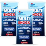 Pool Shock Treatment & Conditioner – 3 Pack (450g Each) - Fast-Acting Granular Chlorine Shock - Multi Formula: Clarifier, Buffer, Stabilizer, Softener, Stain & Scale Inhibitor - Pool Supplies Canada