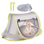 Pop Up Baby Beach Tent, Portable Baby UV Protection Tent UV 50+ Protection Lightweight Baby Sunshade Tent Outdoor Pop Up Sunshade for Baby Beach, Patio, Picnic, Hiking (Grey)