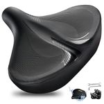 DAWAY W60 Extra Wide Bike Seat - Ultra Comfortable Memory Foam Saddle for Outdoor Indoor Rides, Ergonomic, with Shock Absorbers, Universal Fit for Peloton, Mountain, Road, Exercise, Electric Bicycles