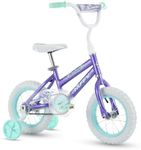 Huffy Illuminate 12” Girl’s Bike with Removable Training Wheels, Amethyst Purple Frame with Butterfly Graphics, Chain Guard, White Tires and Teal Rims