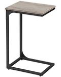 VASAGLE C-Shaped Side Table, Bedside Table, Sofa Side Table, Coffee Table, with Metal Frame, Industrial, for Living Room, Bedroom, Heather Greige and Black LET350B02