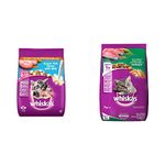 Whiskas Kitten (2-12 Months) Dry Cat Food, Ocean Fish with Milk, 3kg Pack & Adult (+1 Year) Dry Cat Food, Tuna Flavour, 7kg Pack