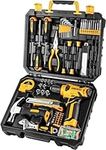 Drill Set: DEKO Drills Power Tool Combo Kits with 8V Cordless Drill 10MM 3/8'' Keyless Chuck, Professional Household Home Tool Kit Set, DIY Hand Tool Kits for Garden Office House Repair 126