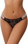 Avidlove Sexy Panties for Women Lace Glitter Panty Cheeky Underwear Briefs Black