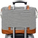 CAMTOP Women Ladies Travel Bag Canvas Weekend Overnight Carry On Luggage Bags(Black and White Stripe)
