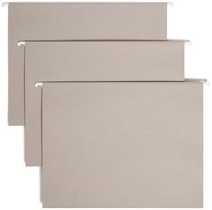 Smead Colored Hanging File Folder with Tab, 1/5-Cut Adjustable Tab, Letter Size, Gray, 25 per Box (64063) (Pack of 1)