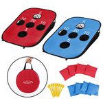 G4Free Portable Collapsible 5 Holes Cornhole Game Set with 8 Bean Bags Toss Game Size 3ft x 2ft for Camping Travel