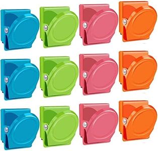 Dorischen 12Pcs/Set Candy Color Magnetic Metal Clips Refrigerator Whiteboard Wall Fridge Magnetic Memo Note Clips for House Office Use