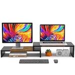 WESTREE Dual Monitor Stand - Monitor Stand Riser - 2 Shelf Computer Monitor Stand with Adjustable Length and Angle, Monitor Stands for 2 Monitors, Desktop Organizer Stand for PC, Computer, Laptop