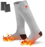 Kuomih Heated Socks for Men Women, Battery Heated Socks, Electric Heated Socks for Camping Fishing Cycling Skiing Skating Hunting Hiking(Grey)