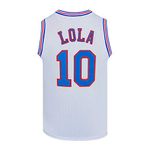 DENNIS Mens Basketball Jersey #1 Bugs #10 Lola Space Movie Jersey Shirts (10# White, Large)