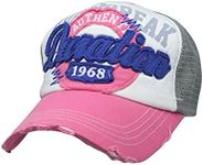 WITHMOONS Baseball Cap Vintage Mesh Distressed Cotton Trucker Hat KR1185 (Pink)