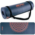 Bionix Premium Printed Yoga Mat - Thick Exercise Foam NBR with Non Slip Large Surface & Carry Straps | Perfect for Pilates Gymnastics Fitness Workout Home Gym Training Equipment | Best For Men Women