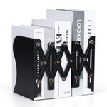 ALXBSONE Adjustable Book Ends Expandable Metal Bookends for Shelves Bookends for Heavy Books for Office, Books, Journals, Extends up to 19 Inches(Black)