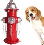 XINDMAO Fake Fire Hydrant for Dogs to Peed on,15.3 inch Large Dog Fire Hydrant Statue Puppy Pee Post Hydrant,Fire Hydrant Outdoor Decor,Firefighter Gifts for Men, Red Silver