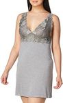 Natori Women's Zen Floral Chemise, Heather Grey, Large