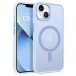 GaoBao Strong Magnetic for iPhone 14 Case/iPhone 13 Case, Slim iPhone 14/13 Phone Case [Compatible with MagSafe] Classic Shockproof Translucent Matte Protective Cover for iPhone 14/13 6.1", Light Blue