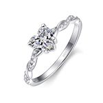 Bonlavie Solitaire Heart Cut Engagement Promise CZ Ring for Her 925 Sterling Silver Eternity Wedding Band Ring for Women L 1/2(52)