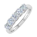 1 Carat 5-Stone Diamond Wedding Band Ring in 14K Gold, Metal stone, Diamond,