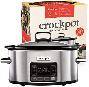 Crockpot TimeSelect Digitaler Slow Cooker | Affichage numérique programmable | 5,6 l (7+ personnes) | Fonction chaleur | Efficacité énergétique | Edelstahl [CSC066]