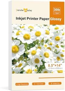 Transfer Master Glossy Inkjet Printer Paper Legal Size 8.5X14 Inch 30LB for Inkjet Printers Dye Ink for Brochure Flyer 40sheets 115GSM