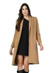 CHKOKKO Women Solid Open Front Casual Winter Wear Trench Coat Beige XL