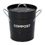 Black Metal Kitchen Compost Caddy - Composting Bin for Food Waste Recycling