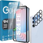 [3+3 Pack] T Tersely 9H Tempered Glass Screen Protector for Samsung Galaxy S24 FE 5G, with Installation Alignment Frame Support Fingerprint Unlock Anti-Scratch Film Screen Protector