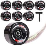 Nezylaf 8 Pack65 x 36mm, 78A Quad Roller Skate Wheels with Bearing Installed for Double Row Skating,Replacment Accessories Suitable for Outdoor or Indoor