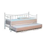 Comfy Living Classic Stunning White Metal 3ft Single Day Bed TRUNDLE INCLUDED