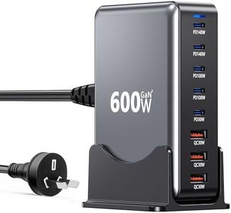 USB C Charger Dock 600W, PD140W GaN III Laptop Power Adapter,8-Port Fast Charging Station with 5 USB-C+3 USB-A,Supply Multiple Charger Compatible with MacBook/iPhone 14/15/16/Galaxy S24/S23
