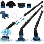 Electric Spin Scrubber, Cordless Cleaning Brush with 4 Replaceable Brush Heads and Adjustable Extension Handle Power Shower Scrubber for Bathroom, Kitchen, Tub, Tile, Floor