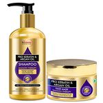 St.Botanica Smoothening Pro Keratin & Argan Shampoo 300ml + Hair Mask 200ml | with Keratin & Argan Oil to Smoothen Dry, Damaged Hair | Protects Coloured Hair | No Parabens & Sulphates