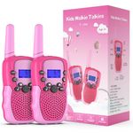 Kearui Toys for 3-12 Years Old Boys, Kids Walkie Talkie for Girls 8 Channels 2 Way Radio with VOX Function & LED Flashlight, 3 Miles Range for Outside Adventures, Camping, Hiking (Pink)