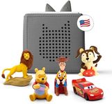 Toniebox Audio Player Starter Set with Woody, Lightning McQueen, Simba, Winnie-The-Pooh, and Playtime Puppy - Listen, Learn, and Play with One Huggable Little Box - Gray