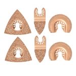 Ettonsun 6 Pcs Universal Carbide Oscillating Saw Blades, Mixed Multitool Blades Semicircle Triangular Finger Kit for Tile Grout Mortar Concrete Masonry