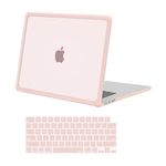 MOSISO Compatible with MacBook Air 15 inch Case 2023 2024 Release M3 A3114 M2 A2941 Touch ID, Anti-Cracking&Anti-Fingerprint Heavy Duty Plastic Hard Shell with TPU Bumper&Keyboard Cover, Pink