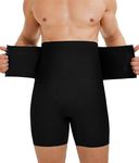 TAILONG Men's Shapewear Tummy Control Shorts High Waist Underwear Slimming Body Shaper Compression Boxer Brief, Black, Medium