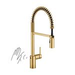 Moen Align Brushed Gold Motionsense Wave Sensor Touchless One Handle Pre-Rinse Farmhouse Spring Kitchen Faucet, 5923EWC