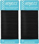 Hoyols Flat Hair Elastics, No Metal Hair Ties Hair Bands for Heavy and Curly Hair Ponytail Holders Headband 5mm Wide 42 Count (Black)