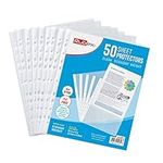 Rubex Sheet Protectors 8.5 x 11 inch Clear Page Protectors Plastic Sleeves Reinforced 11 Hole fit for 3 Ring Binder Top Loading 9.25 x 11.25 inch (50 Sheets)