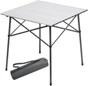 Portal Table de Camping Pliante en Aluminium Table Carrée Roll Up Top 4 Personnes Table de Jardin Compacte avec Sac de Transport pour Pique-Nique Camp Backyard BBQ, Argenté